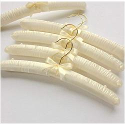 35cm 5pcs Random Color Padded Clothes Hangers, Satin Covered Non-Slip Hanger for Wedding Dress