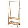 SONGMICS Clothes Rack on Wheels, Rolling Garment Rack with 2-Tier Storage Shelves, Hall Tree with 4 Coat Hooks for Shoes, Clothing, Bamboo URCR52N