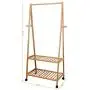 SONGMICS Clothes Rack on Wheels, Rolling Garment Rack with 2-Tier Storage Shelves, Hall Tree with 4 Coat Hooks for Shoes, Clothing, Bamboo URCR52N SONGMICS Clothes Rack on Wheels, Rolling Garment Rack with 2-Tier Storage Shelves, Hall Tree with 4 Coat Hooks for Shoes, Clothing, Bamboo URCR52N