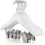 HANGERWORLD 24 White Wooden 11.8inch Kids Notched Coat Clothes Garment Hangers Non Slip Adjustable Clips HANGERWORLD 24 White Wooden 11.8inch Kids Notched Coat Clothes Garment Hangers Non Slip Adjustable Clips