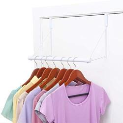 MAX Houser Over The Door Closet Rod, Over The Door Clothes Organizer Rack and Door Hanger for Clothing or Towel,Home Storage and Organization, Easy Installation (White)
