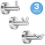 JOUBU Towel Hook Brushed Nickel,Contains a Round Utility Towel Hook,A Double Prong Coat Hook,A Single Prong Robe Hook for Bathroom Toilet Kitchen Garage Home Storage Clothes Hanger,Wall Mounted 3-PACK