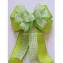 Pink or Lime Gingham Bow Pink Baby Shower Decor, Pink Spring Check Wreath Bow Easter Spring Check Door Hanger Bow Pink Green Monogram Decor Lime Baby Shower, Birthday Party Decorations