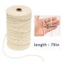 Wllsagl Xouwvpm 3mm x 200m Macrame Cotton Cord Rope for Wall Hanging Dream Catcher, Natural Handmade Craft Rope DIY Decoration Macrame Plant Hanger Crocheting Bohemia Knitting (Rice white)