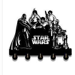 Starwars Wooden Hanger Unique Gift Clothes Hat Key Hook/Coat Rack/Wall Hook Home Decoration Wall Stickers Kitchen Bathroom Towel Hook,Black
