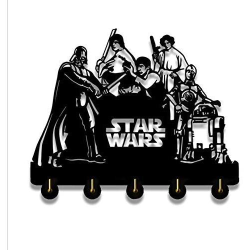 Starwars Wooden Hanger Unique Gift Clothes Hat Key Hook/Coat Rack/Wall Hook Home Decoration Wall Stickers Kitchen Bathroom Towel Hook,Black