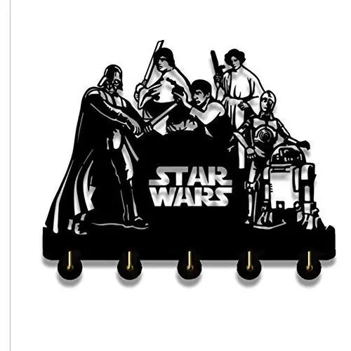 Starwars Wooden Hanger Unique Gift Clothes Hat Key Hook/Coat Rack/Wall Hook Home Decoration Wall Stickers Kitchen Bathroom Towel Hook,Black