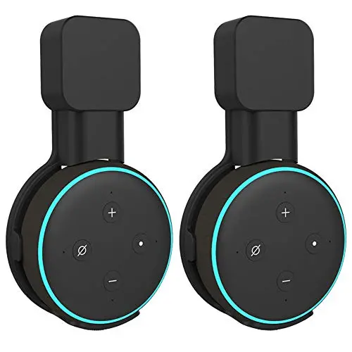 Carkio 2PCS Replacement Outlet Wall Mount Hanger Holder Compatible with Echo Dot 3rd Gen,Built-in Cable Management,Suitable for Plug in Kitchen and Bedroom,Save Space(Black)
