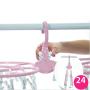 Clothes Drying Rack - Butterfly Clothing Racks - Laundry Portable Clothesline Includes 24 Metal Clothespins Hanger Clips Set - Baby Clothes Storage Closet - Herb Hanging Air Dryer (Pink)