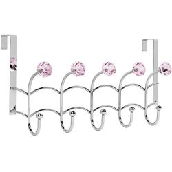 Galashield Over The Door Hook Pink Acrylic Hooks and Stainless Steel Organizer Door Hanger Towel Rack (10 Hooks)