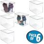 mDesign Stackable Closet Plastic Storage Bin Boxes with Lid - Container for Organizing Mens and Womens Shoes, Booties, Pumps, Sandals, Wedges, Flats, Heels and Accessories - 9" High, 6 Pack - Clear