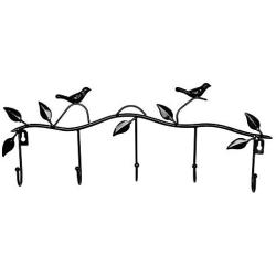 Stylish Rack Multi-Purpose European Bird Style Wall Mount Decorative Hanger Organizer Holder for Hanging Your Clothes Coat Hat Belt for Home Office with 5 Coat Hooks (Black,Bird)