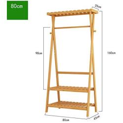 ZEMIN Floor Standing Coat Rack Tidy Hanger Clothes Clean Hooks Shelves Easy Install Bamboo, Wood Color, 2 Sizes (Color : Wood Color, Size : 100x43x160cm)