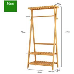 ZEMIN Floor Standing Coat Rack Tidy Hanger Clothes Clean Hooks Shelves Easy Install Bamboo, Wood Color, 2 Sizes (Color : Wood Color, Size : 100x43x160cm)