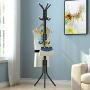 Elegant Coat Rack Hat Stand Tree for Clothes Hanger Umbrella with Holder 12 Hooks Metal Organizer