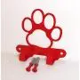 Dog Leash Hook Hanger. Dog Paw. Fire Red Finish. Made in USA. Solid Steel. Screws Included.