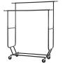 Cypress Shop Commercial Double Garment Rail Rack Hanger Bar Adjustable Rolling Clothing Hanging Rack Steel Durable Trolley Collapsible Clothes Dryer Indoor Outdoor Home Furniture (Black)