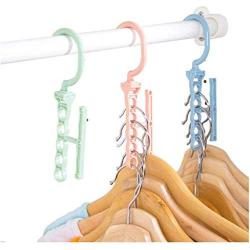 10pcs Random Color Plastic 5 Circle Multilayer Windproof Clothes Hanger Organizer Fixed Holder Storage Racks Buckle Hanger Anti-Slip Home Decoration