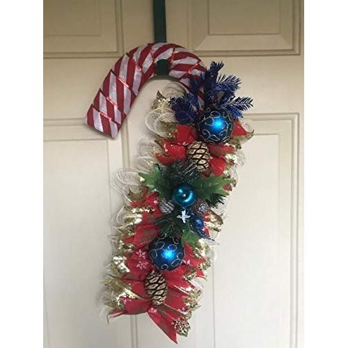 Christmas Candy Cane Wreath Door Hanger 20"