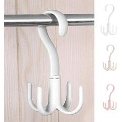 Leyeet 360-degree Rotation Hanging Hook Storage Hanger Home Use for Clothes Bag Hat Scarf (Color : White)