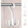 Leyeet 360-degree Rotation Hanging Hook Storage Hanger Home Use for Clothes Bag Hat Scarf (Color : White)