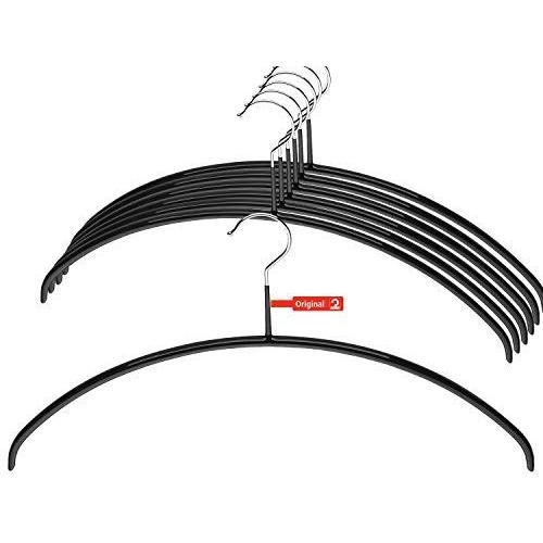MAWA by Reston Lloyd Euro Series Non-Slip Space Saving Clothes Hanger for Shirts & Dresses, Style 40/P, Set of 10, Black