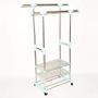 Double Folding Clothes Rail, Rolling Clothes Hanger, Retractable Balcony Storage Shoe Rack, L70-115cm W42 H85-157cm, (stainless Steel)