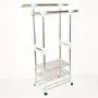 Double Folding Clothes Rail, Rolling Clothes Hanger, Retractable Balcony Storage Shoe Rack, L70-115cm W42 H85-157cm, (stainless Steel) Double Folding Clothes Rail, Rolling Clothes Hanger, Retractable Balcony Storage Shoe Rack, L70-115cm W42 H85-157cm, (stainless Steel)