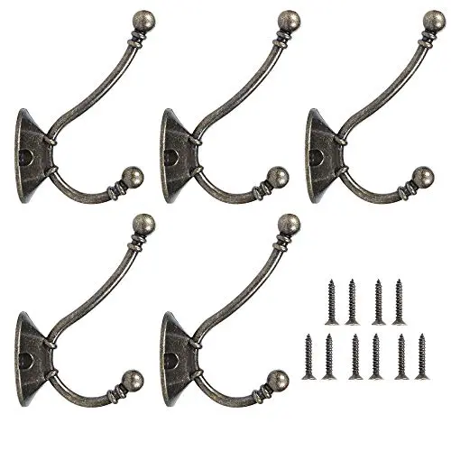 5 Pack Heavy Duty Dual Coat Hooks Wall Mounted with 10 Screws Retro Double Hooks Utility Black Hooks for Coat, Scarf, Bag, Towel, Key, Cap, Cup, Hat … 5 Pack Heavy Duty Dual Coat Hooks Wall Mounted with 10 Screws Retro Double Hooks Utility Black Hooks for Coat, Scarf, Bag, Towel, Key, Cap, Cup, Hat …