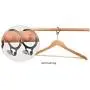 5PC Anti-Theft Wood Hotel Suit Hanger, Wood Clothes Hanger with Security Ring Hook Decoration