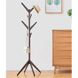 TD Racks Simple Bedroom Coat Rack Solid Wood Hangers Landing Clothes Rack Household Simple Bag Rack (Color : Brown)