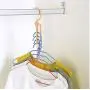 10pcs Random Color Plastic 5 Circle Multilayer Windproof Clothes Hanger Organizer Fixed Holder Storage Racks Buckle Hanger Anti-Slip Home