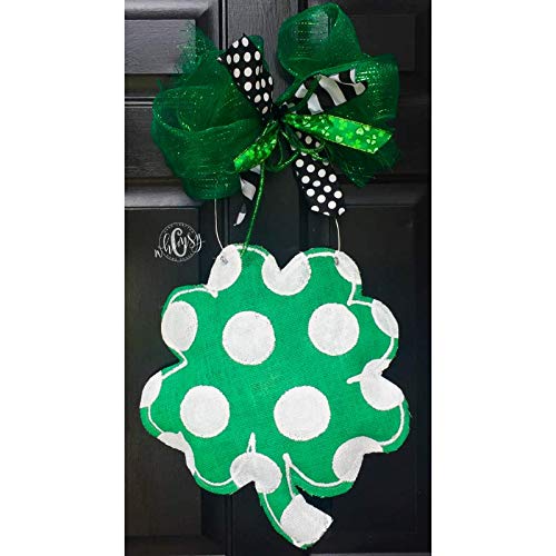 Polka Dot Shamrock Burlap Door Hanger- Shamrock Burlap Door Hanger-St. Patricks Day Door Hanger- St. Patricks Day Wreath-Shamrock Wreath-Door Decor