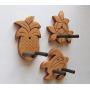 Ukulele Wall Mount Hangers, Hand Carved Pineapple, Plumeria, Honu, 3 Pack
