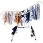 Tangkula Clothes Drying Rack, Collapsible Laundry for Sweaters Socks Underwear with Shoe Holder & 2 Shelves, Study Steel Frame Space Saving Adjustable Hanging Foldable Drying Rack (White)