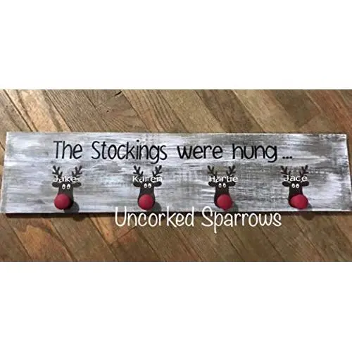 The stockings were hung reindeer Christmas frame sign farmhouse home decor wall hanger The stockings were hung reindeer Christmas frame sign farmhouse home decor wall hanger