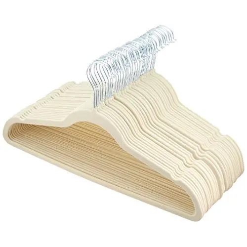 AmazonBasics Velvet Suit Clothes Hangers, 30-Pack, Ivory AmazonBasics Velvet Suit Clothes Hangers, 30-Pack, Ivory