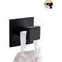 Wellsum 3M self 3M Adhesive Matte Black Bathroom Rustproof Heavy Duty Door Hanger, 2-Piece Towel Hook, No Drilling
