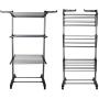 Lijuan Qin 3-Tier Rolling Clothes Drying Rack Organizer, Folding Garment Laundry Dryer Hanger Compact Steel Construction for Indoor Outdoor Cozy