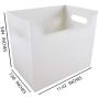 Portable File Folder Organizer, Magazine & Book Storage Boxes with Side Handles, White