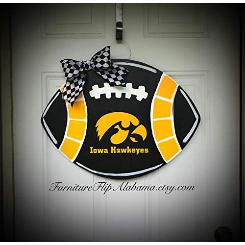 Iowa Hawkeyes football door hanger wreath