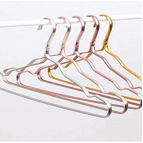 10pcs Random Color Thicker Aluminum Clothes Hanger Creative Practical Anti-Skid Drying Rack Adult Children Shirt Dress Home Wardrobe Hanger