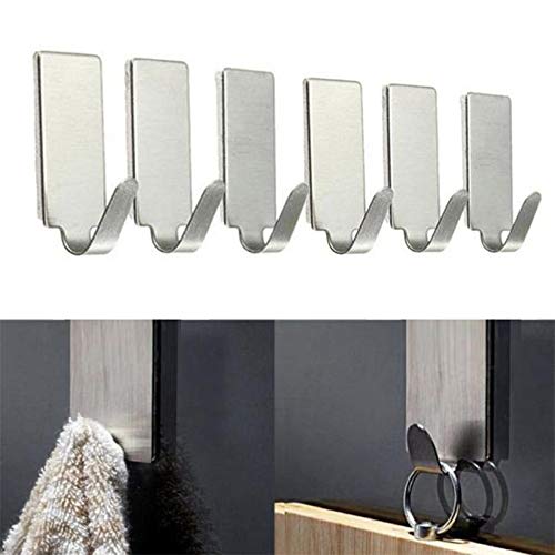 Wllsagl Xouwvpm 8Pcs Self Adhesive Home Kitchen Wall Door Stainless Steel Holder Hook Hanger No Drilling Wall Clothes Holder Towel Hook (Silver) Wllsagl Xouwvpm 8Pcs Self Adhesive Home Kitchen Wall Door Stainless Steel Holder Hook Hanger No Drilling Wall Clothes Holder Towel Hook (Silver)