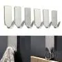 Wllsagl Xouwvpm 8Pcs Self Adhesive Home Kitchen Wall Door Stainless Steel Holder Hook Hanger No Drilling Wall Clothes Holder Towel Hook (Silver)