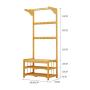 Cxjff Floor Standing Coat Rack Multifunction Bearing Hanger Clothes 10 Hooks Shoes Shelves Easy Install, Bamboo, 2 Sizes (Color : Wood Color, Size : 64x34x168cm)