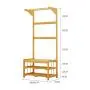 Cxjff Floor Standing Coat Rack Multifunction Bearing Hanger Clothes 10 Hooks Shoes Shelves Easy Install, Bamboo, 2 Sizes (Color : Wood Color, Size : 64x34x168cm)