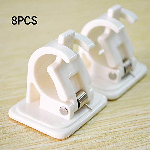 Self Adhesive Hooks Curtain Rod Bracket Pole Holder 8 PCS Drapery Hook Holders Curtain Pole Wall Brackets & Fixings Rod Holder Adhesive Towel Rod Hooks for Home Bathroom