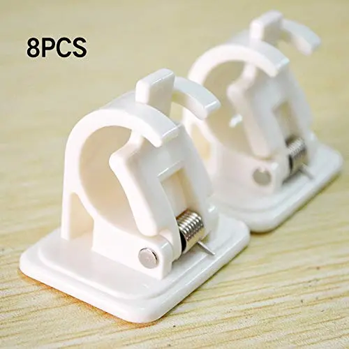 Self Adhesive Hooks Curtain Rod Bracket Pole Holder 8 PCS Drapery Hook Holders Curtain Pole Wall Brackets & Fixings Rod Holder Adhesive Towel Rod Hooks for Home Bathroom
