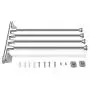 Flexzion Bath Towel Rack Shelf, 4-Bar Swing Out Folding Arm & Shower Hook, 14in Wall Mounted Adjustable Swivel Hanging Rail, Bathroom Hanger Set, Brushed Chrome Drying Holder for Washcloth, Bathing