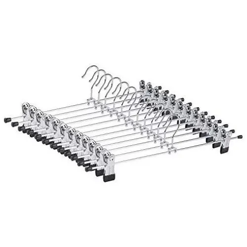 Iddefee Clothes Hanger Pack of 20 Metal Slacks Pants and Skirt Hanger Chrome with Non-Slip Adjustable Clips Multifunctional Hanger Pants Hangers (Color : Black, Size : 28.512CM) Iddefee Clothes Hanger Pack of 20 Metal Slacks Pants and Skirt Hanger Chrome with Non-Slip Adjustable Clips Multifunctional Hanger Pants Hangers (Color : Black, Size : 28.512CM)